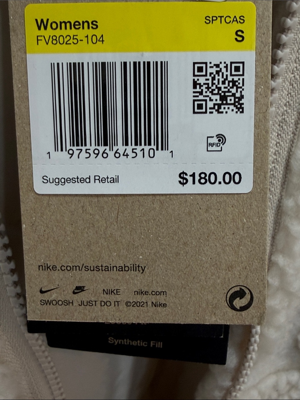 Nike Cream Sherpa Zip-Front Jacket size - S *Brand New* smoke free environment - Picture 8 of 11